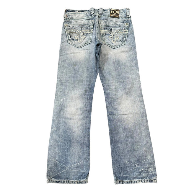 Rock Revival Straight leg unisex designer jeans(w33)