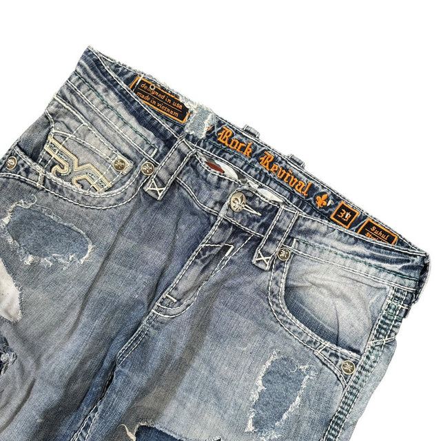Rock Revival Straight leg unisex designer jeans(w33)