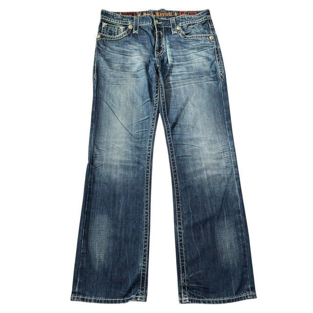 Rock Revival baggy/straight leg unisex designer jeans(w36)