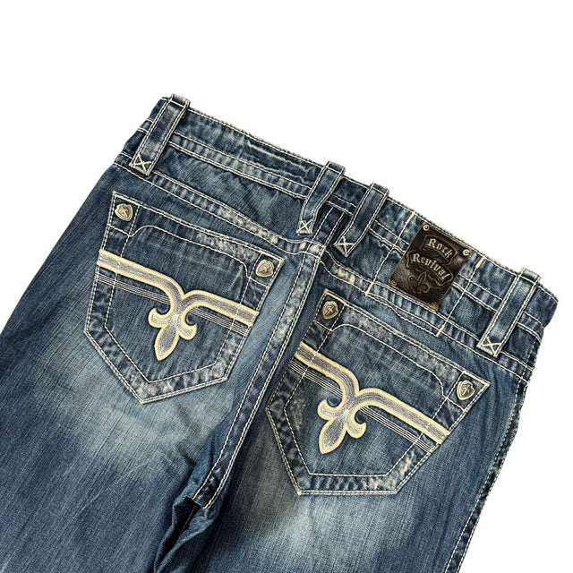 Rock Revival baggy/straight leg unisex designer jeans(w36)
