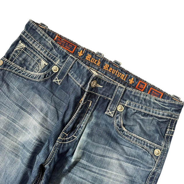 Rock Revival baggy/straight leg unisex designer jeans(w36)