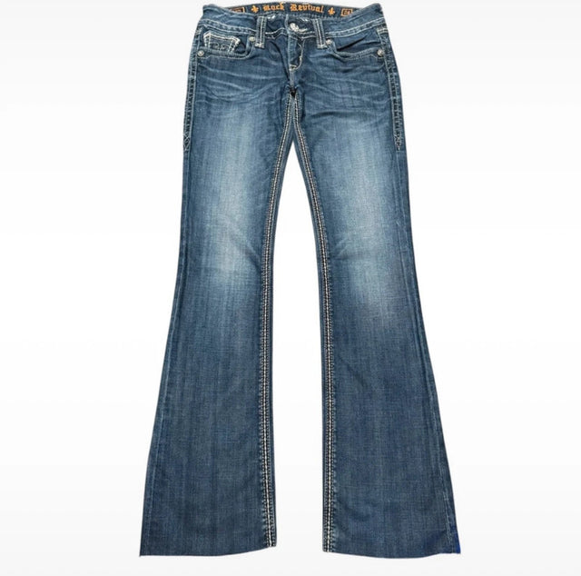 Rock revival flared/bootcut low waist women designer jeans(w28)