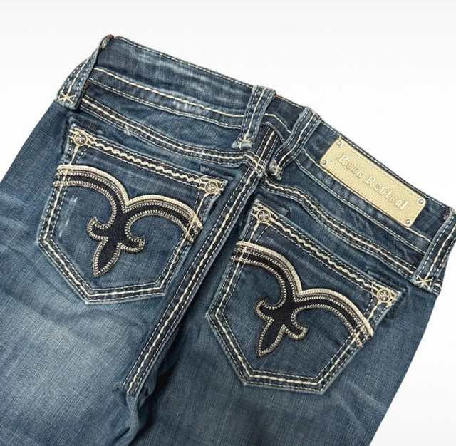 Rock revival flared/bootcut low waist women designer jeans(w28)