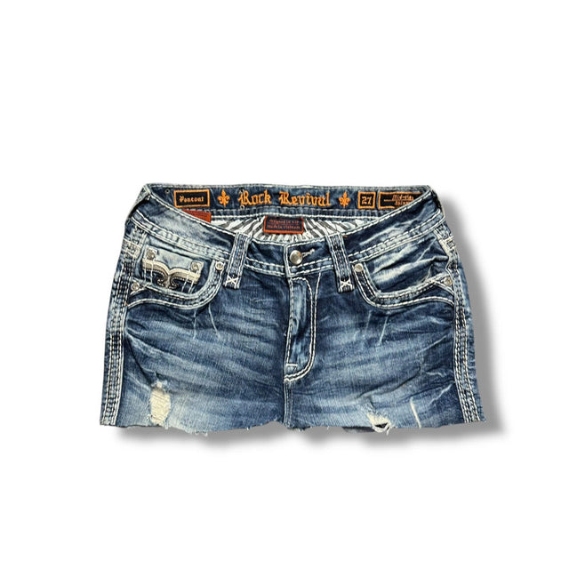 Rock Revival mini designer jeans skirt(w27)