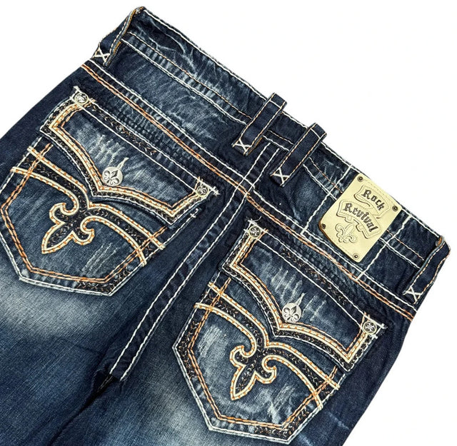 Rock Revival Straight leg Unisex Designer Jeans(w34)