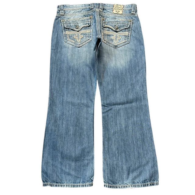 Rock Revival baggy/straight leg unisex designer jeans(w38)
