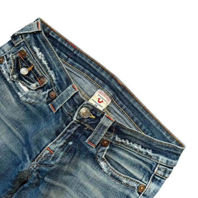 True religion straight leg low waist women designer jeans distressed look(w28)