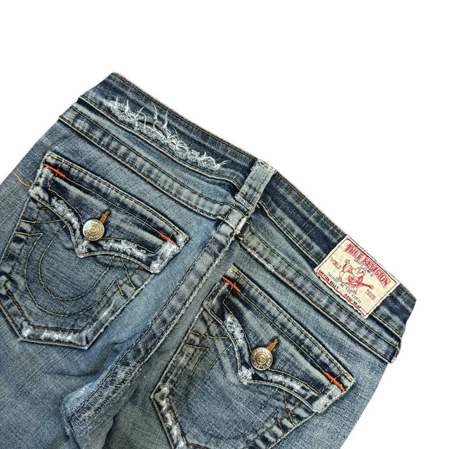 True religion straight leg low waist women designer jeans distressed look(w28)