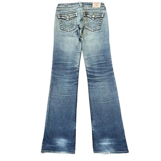 True religion straight leg low waist women designer jeans distressed look(w28)