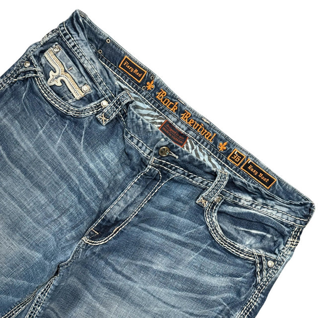 Rock revival baggy/straight leg unisex designer jeans(w36)