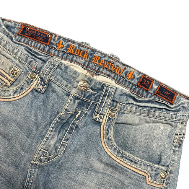 Rock revival loose straight leg unisex designer jeans(w32)