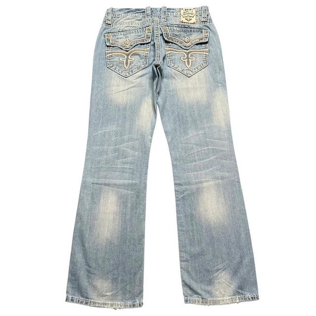 Rock revival loose straight leg unisex designer jeans(w32)