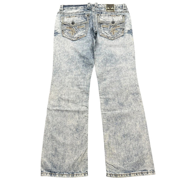 Rock Revival baggy/straight leg unisex designer Jeans(w38)