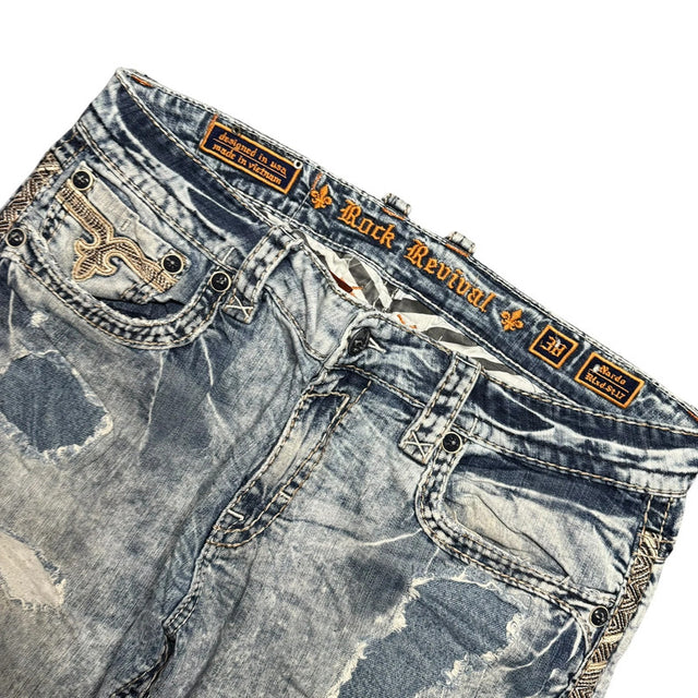 Rock Revival baggy/straight leg unisex designer Jeans(w38)