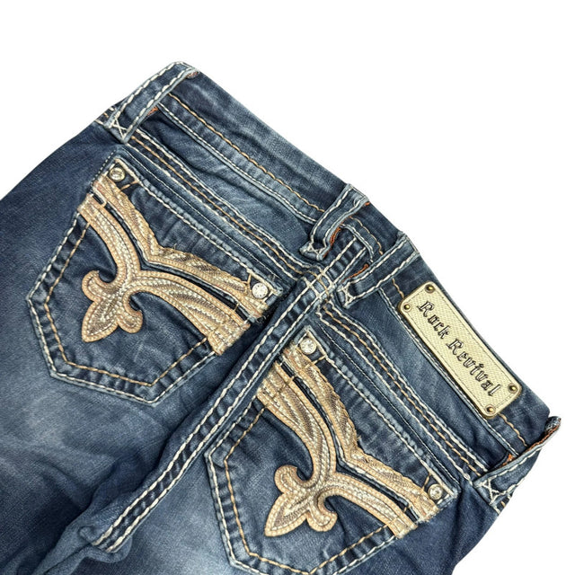 Rock Revival straight leg low waist women designer Jeans(w28)