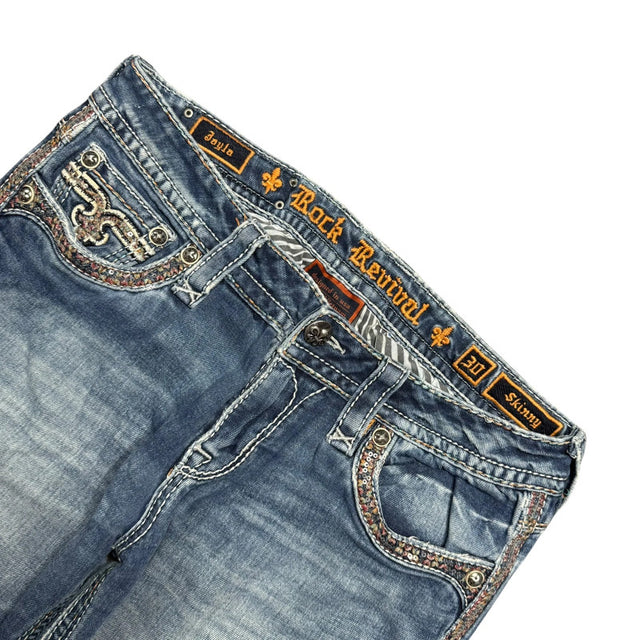 Rock revival women designer skinny jeans(w30)
