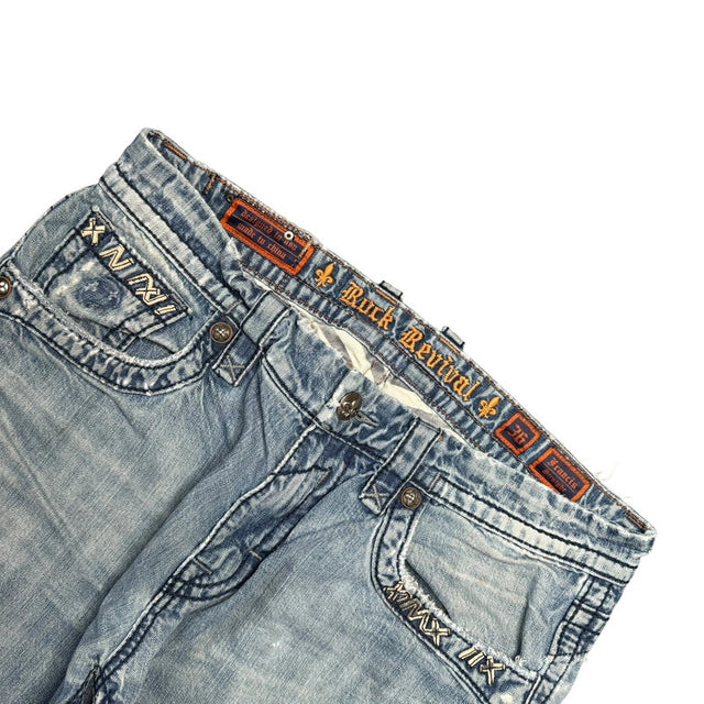 Rock Revival baggy/straight leg men unisex designer jeans(w36)