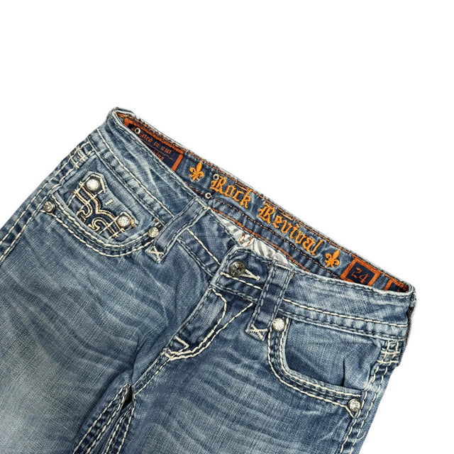 Rick revival straight leg low waist women designer jeans(w24)