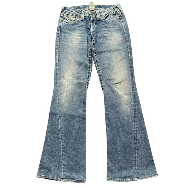 True Religion flared/bootcut low waist women designer jeans (w25)