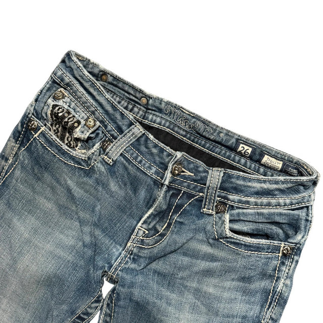 Miss me straight leg low waist women designer jeans(w26)