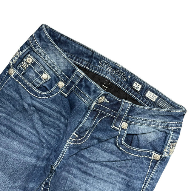 Miss me straight leg low waist women designer jeans(w26)