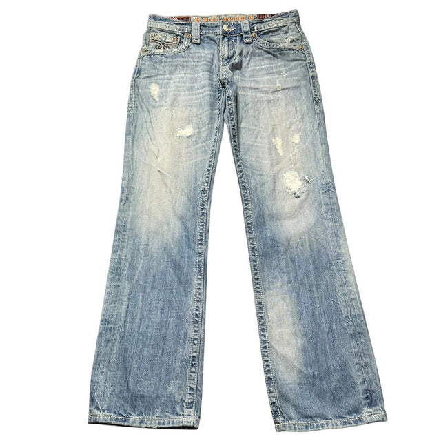 Rock Revival baggy/straight leg unisex designer jeans(w32)
