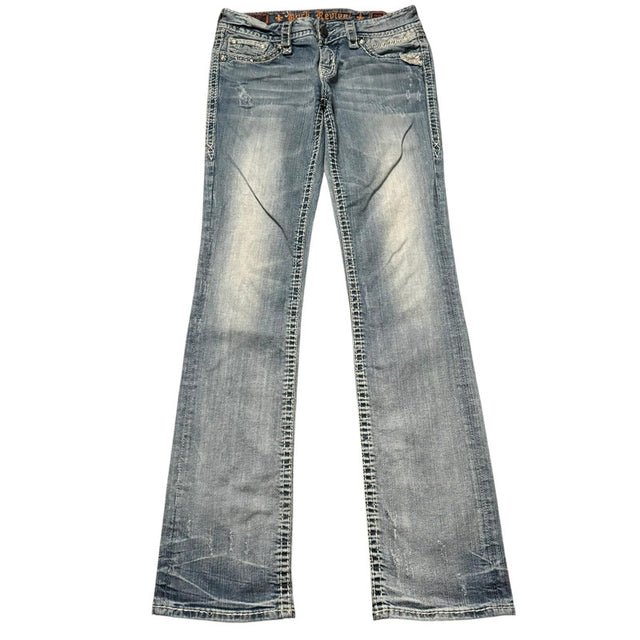 Rock Revival straight leg low waist women designer jeans(w28)