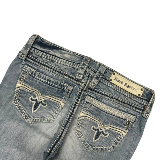 Rock Revival straight leg low waist women designer jeans(w28)