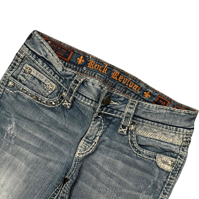 Rock Revival straight leg low waist women designer jeans(w28)