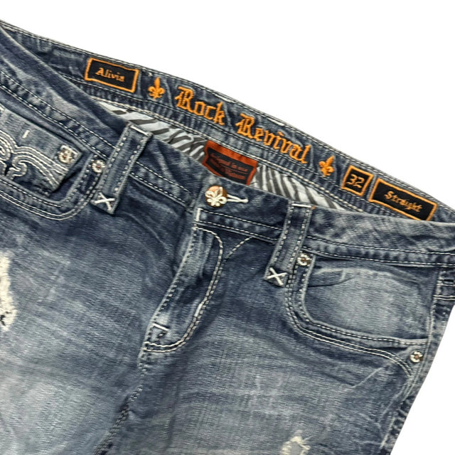 Rock Revival straight leg low waist women designer jeans(w32)