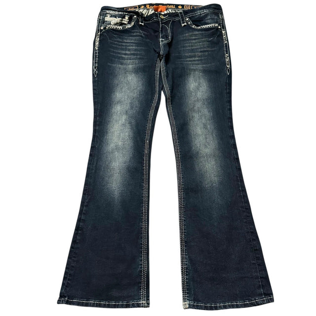 Rock Revival flared low waist women designer jeans(w33)
