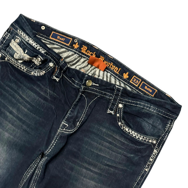 Rock Revival flared low waist women designer jeans(w33)