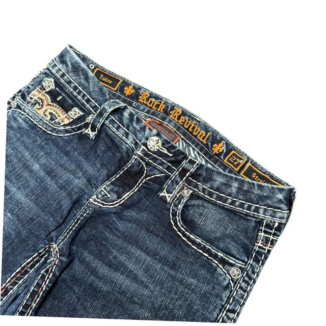 Rock Revival straight leg women designer Jeans(w27)