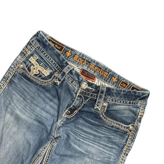 Rock Revival Boot low waist women designer Y2K jeans(w26)