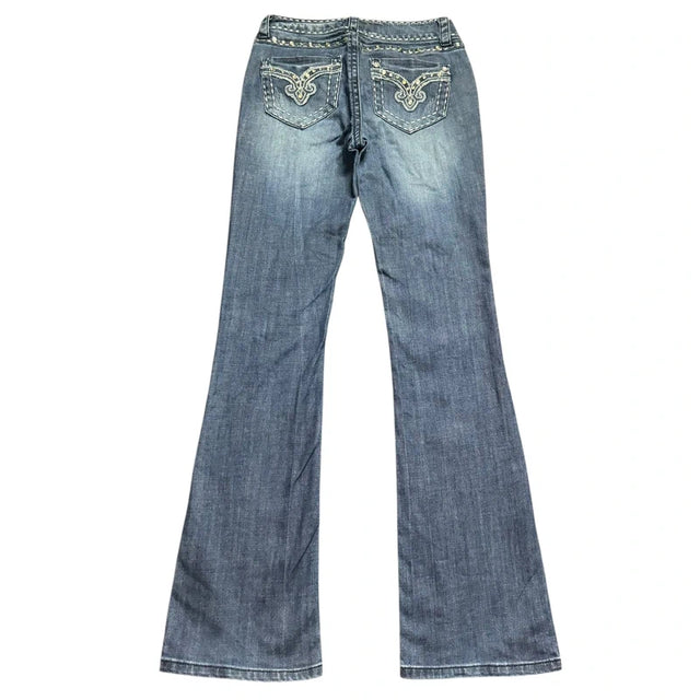 Miss me Style Flared/bootcut low waist women designer Y2K jeans(w27)