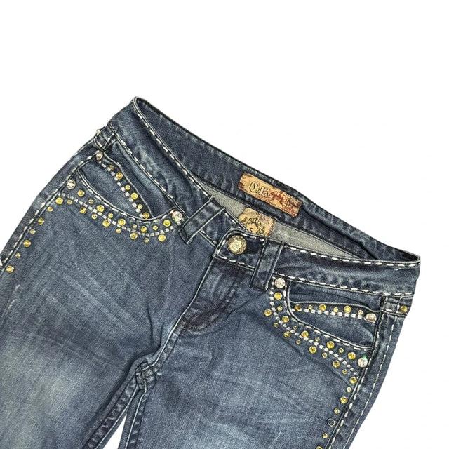 Miss me Style Flared/bootcut low waist women designer Y2K jeans(w27)