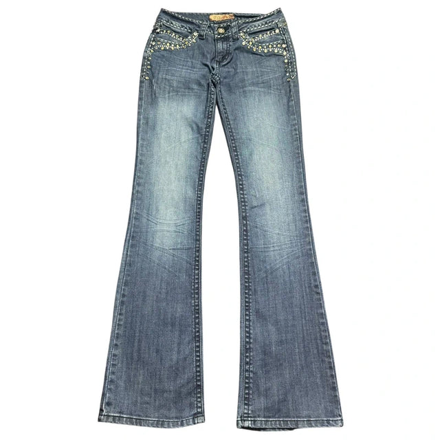 Miss me Style Flared/bootcut low waist women designer Y2K jeans(w27)