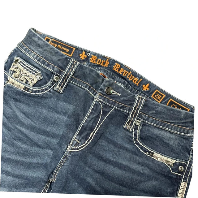 Rock Revival women designer mid waist easy skinny/slim jeans(w29)