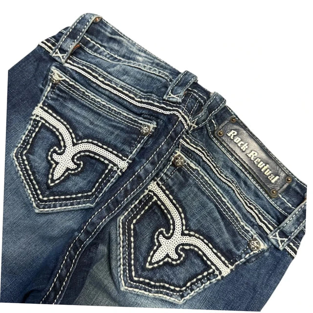 Rock revival low waist women designer slim/skinny jeans(w28)