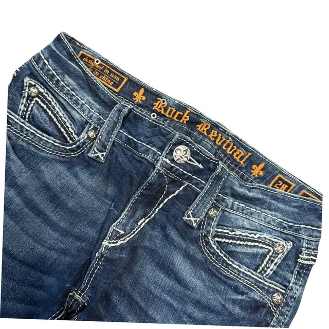Rock revival low waist women designer slim/skinny jeans(w28)