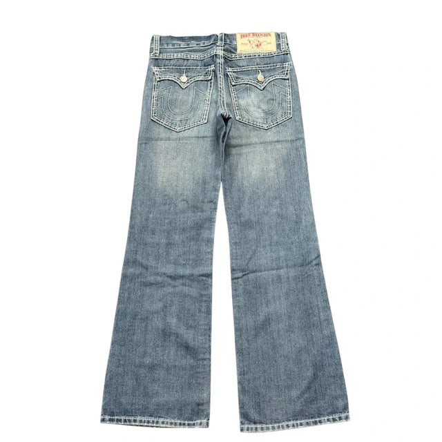 True Religion baggy/straight leg unisex designer jeans(w33)