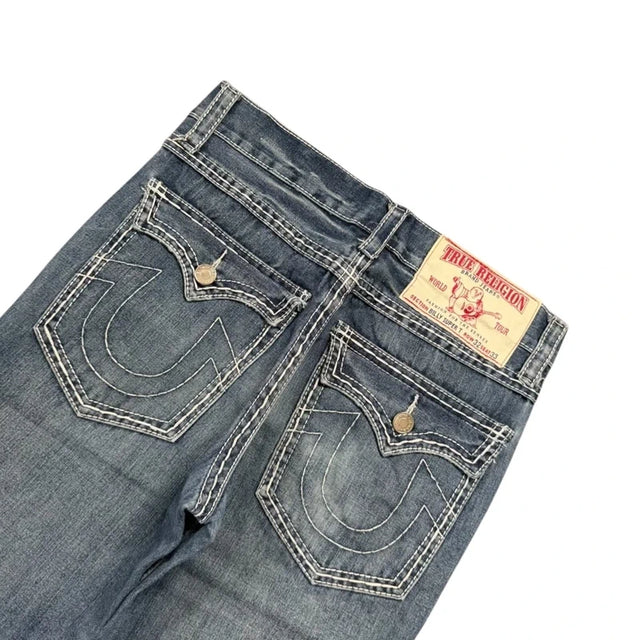True Religion baggy/straight leg unisex designer jeans(w33)