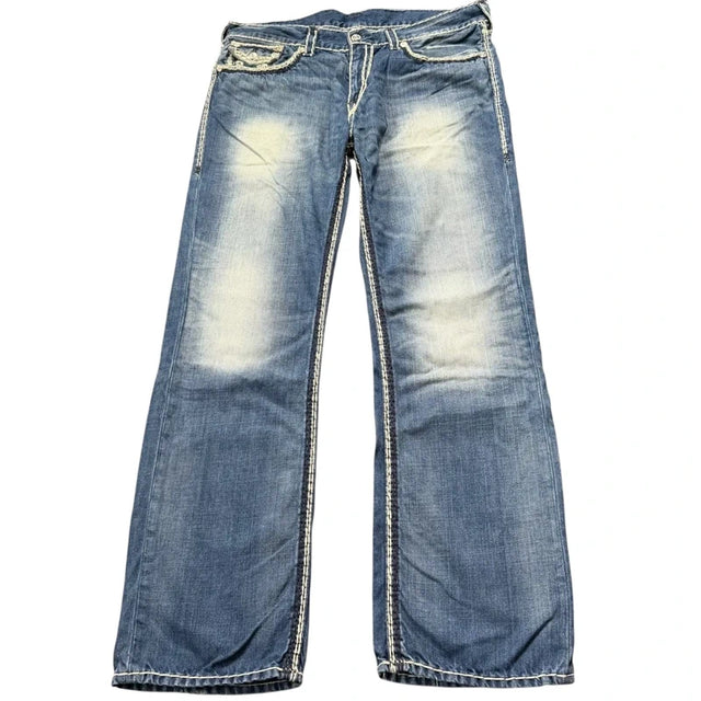 True Religion baggy/straight leg unisex designer jeans(w38)