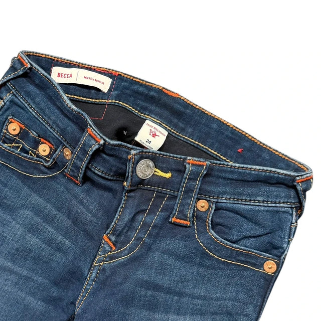 True Religion flared/bootcut low waist women designer jeans(w24)