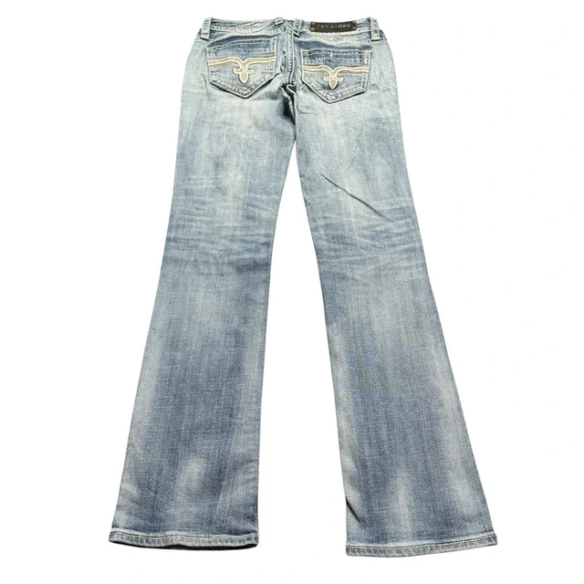 Rock revival straight leg low waist women designer Jeans(w30)
