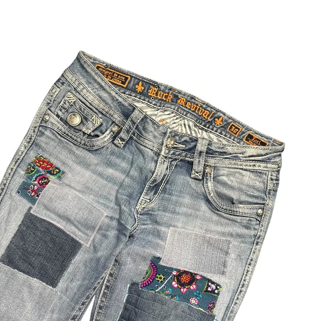 Rock revival straight leg low waist women designer Jeans(w30)