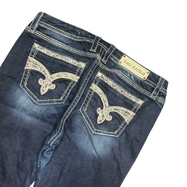 Rock Revival flared/bootcut low waist women designer jeans(w34)