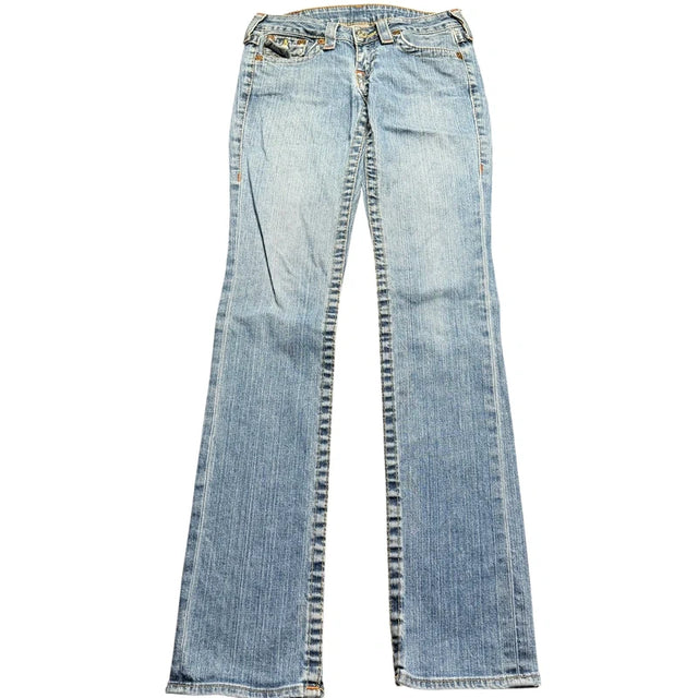 True Religion straight leg low waist women designer jeans(w26)