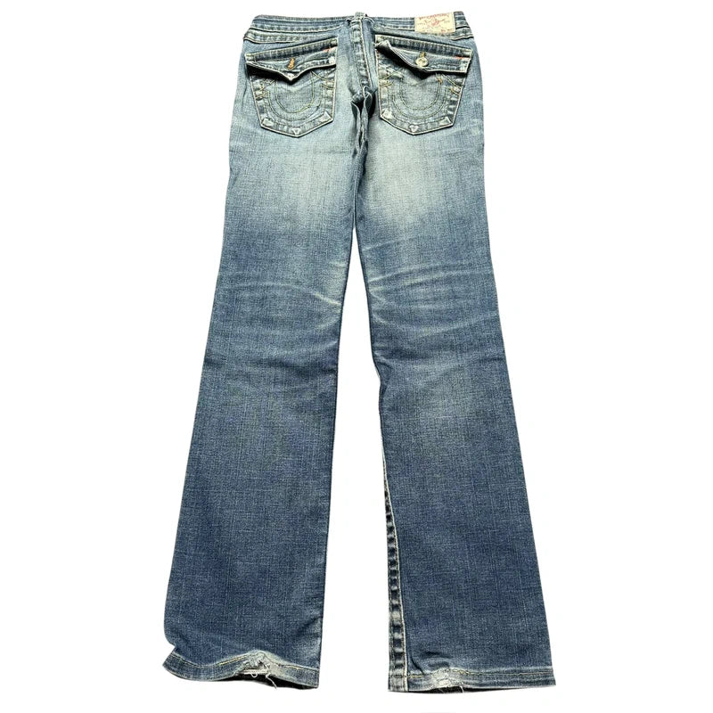 True Religion straight leg low waist women designer jeans(w27)