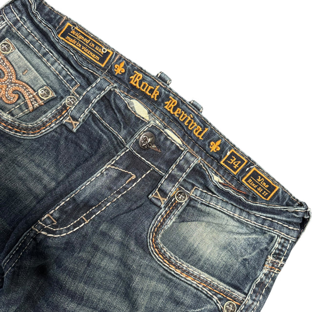 Rock Revival relaxed straight leg unisex designer Jeans(w34)